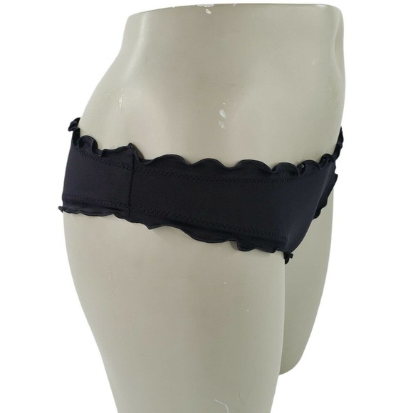 Extra Cheeky Bikini Bottom Womens 4/6 Black Low Coverage Ruched Shirred - Picture 6 of 12